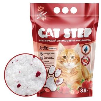 Наполнитель впитывающий силикагелевый CAT STEP Arctic Strawberry, 3,8 л