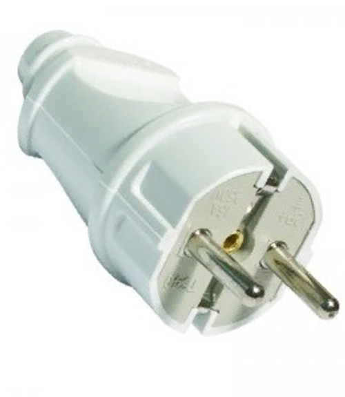 Вилка 16 А с/з прямая белая  UNIVersal