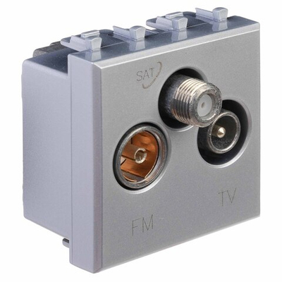 Розетка TV-FM-SAT модульная, "Avanti", "Закаленная сталь", 2 модуля