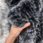 Вязаный плед из натурального меха песца 200*150 см (черный с белыми кончиками)