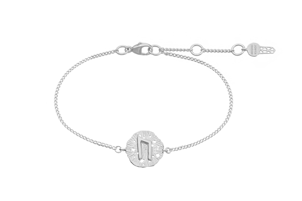 Браслет с руническим медальоном-амулетом Уруз на цепочке, серебро