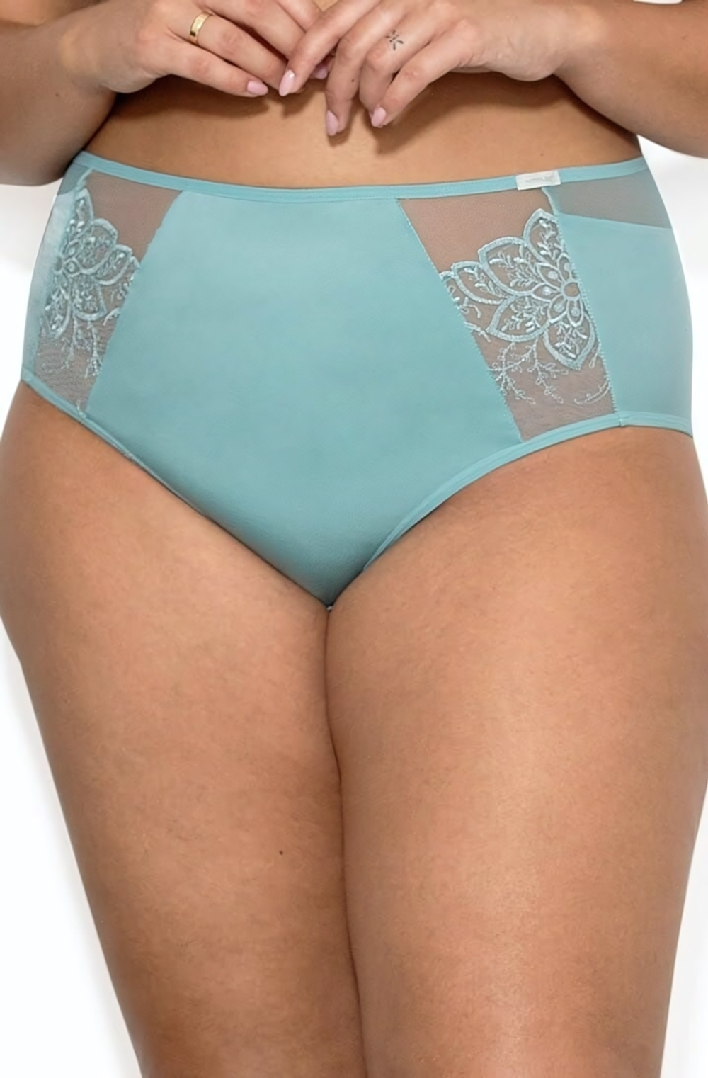 Трусики Livia с вышивкой (Размер: XXL) (Цвет: аквамариновый)