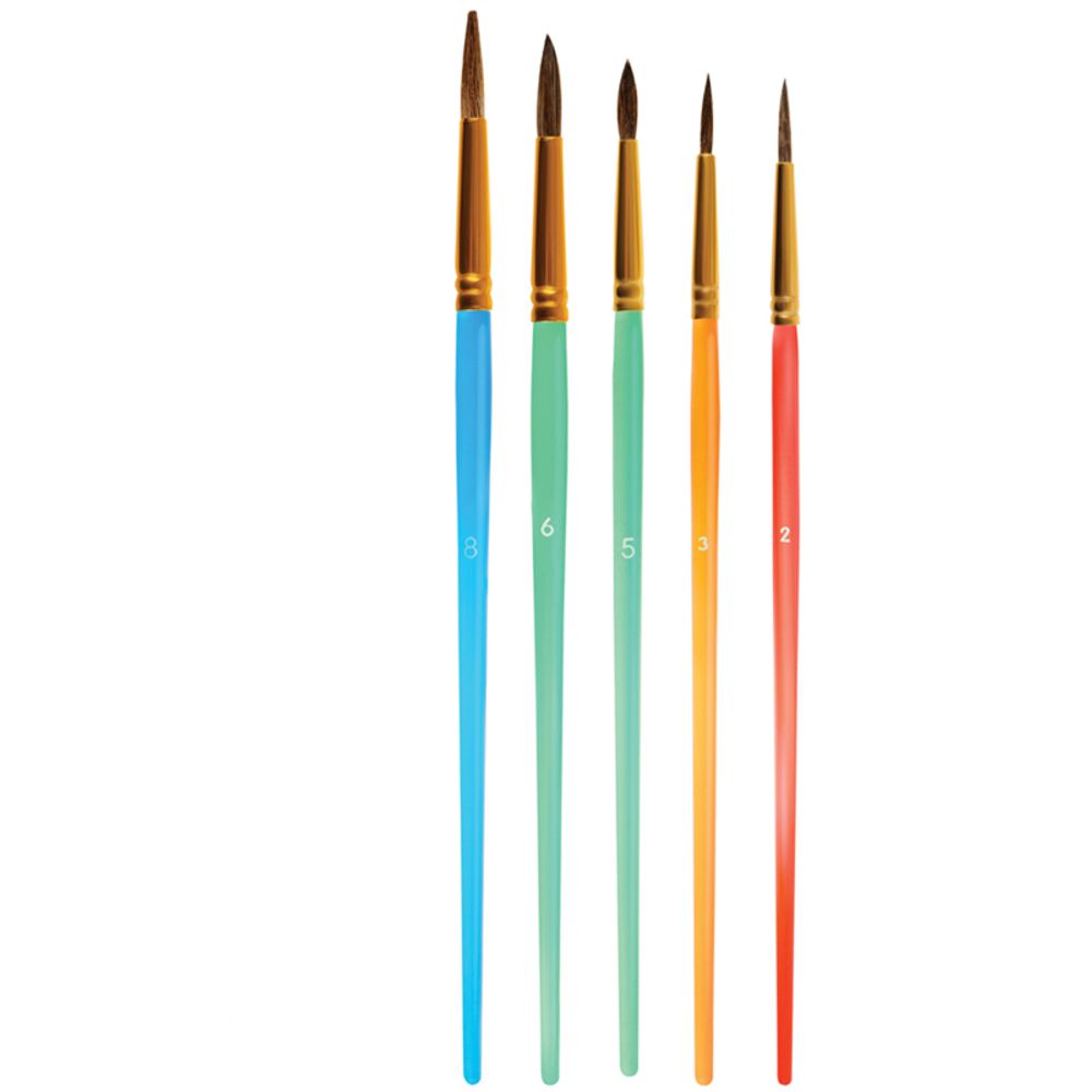 Набор кистей Мульти-Пульти 5шт., пони № 2, 3, 5 круглые, белка № 6, 8, круглые, блистер, европодвес