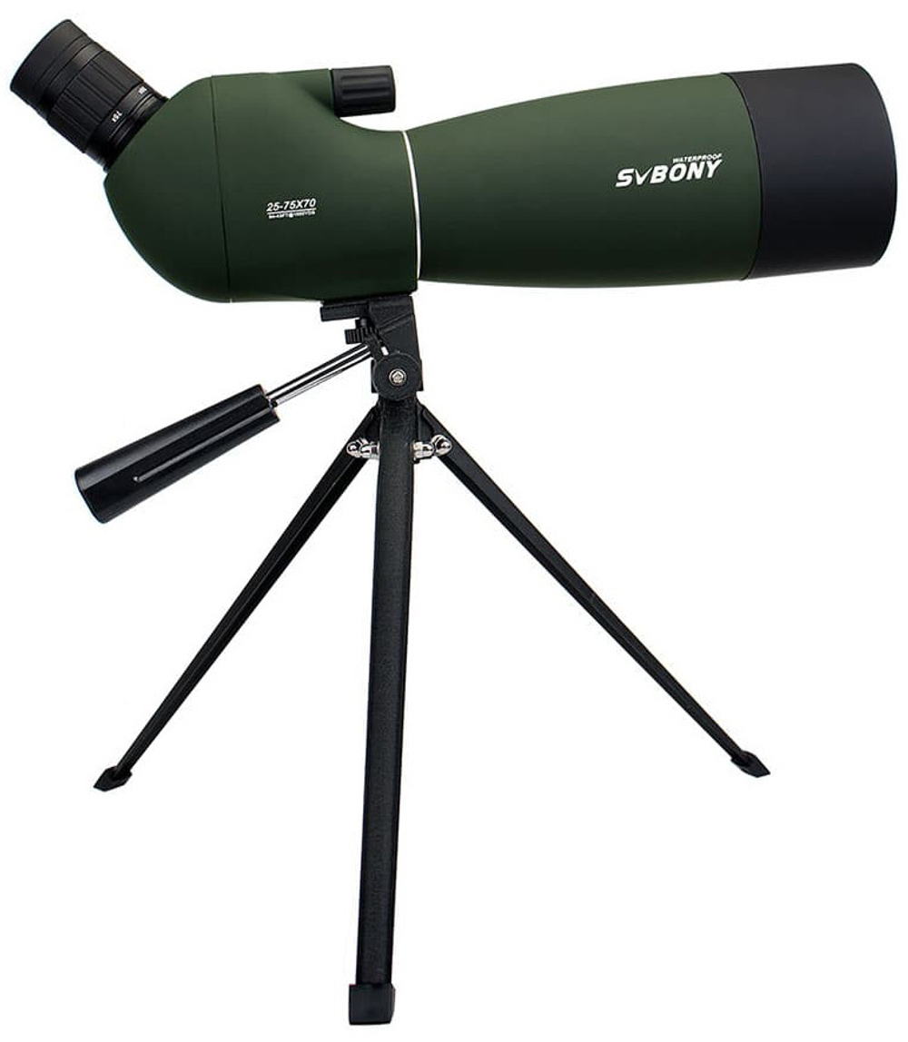 Зрительная труба SVBONY SV28 25–75x70 WP со штативом, зеленая