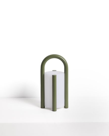 Портативная настольная лампа Leros из полиэтилена и стали зеленого цвета