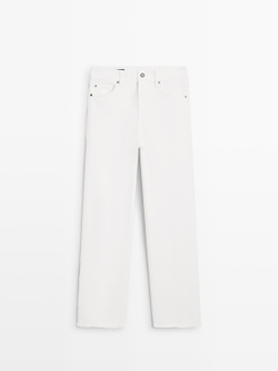 Massimo Dutti Прямые джинсы с высокой талией, экрю