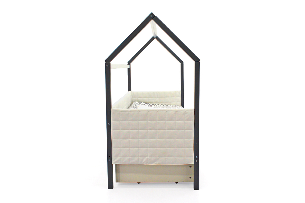 Детская кровать-домик мягкий Бельмарко Svogen графит-белый