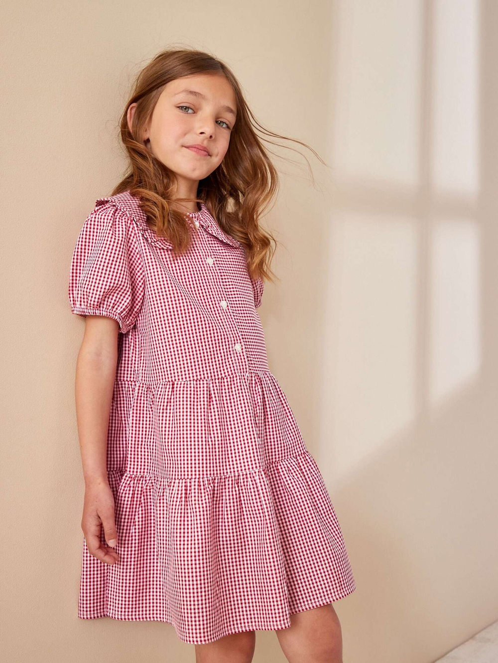 Платье школьное для девочки Next M82-266, Белый, Красный