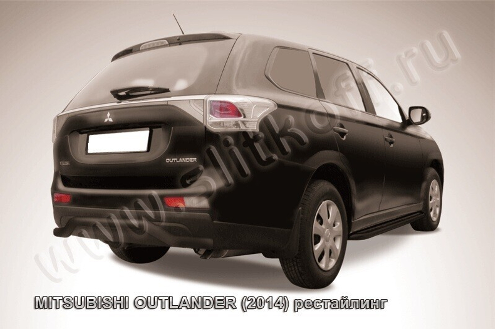 Защита заднего бампера (нержавейка) Mitsubishi Outlander (2014-2015) d57 волна (черный)