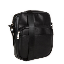 Мужская небольшая наплечная чёрная сумка-планшет из искусственной кожи COSCET M-MC-18