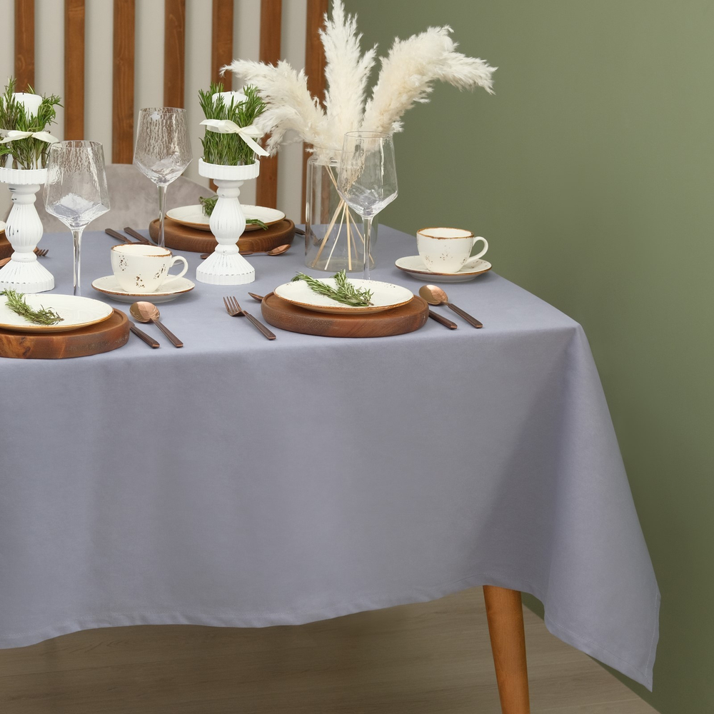 Скатерть 150х180 см, цвет синий, 100% хлопок, саржа 220 г/м2