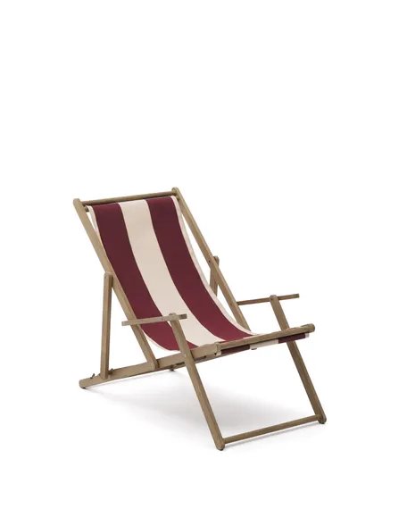 Складной шезлонг Vilara для улицы в полоску бордового и бежевого цвета