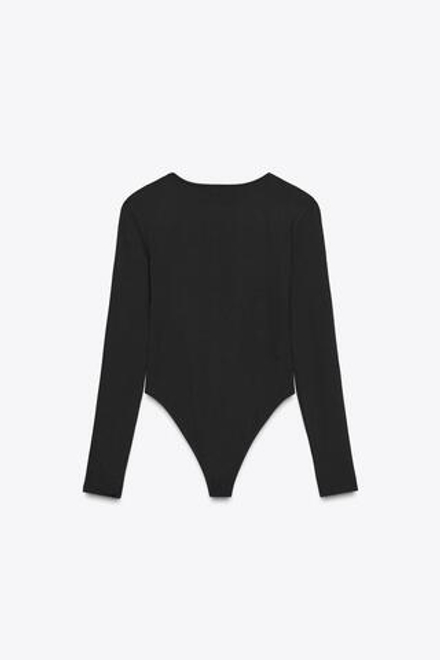 ZARA БАЗОВОЕ БОДИ ИЗ ПОЛИАМИДА, ЧЕРНЫЙ