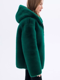 Дубленка короткая зимняя, зеленая, Северина