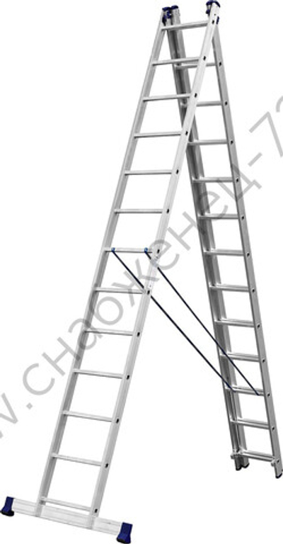 СИБИН 13 ступеней, со стабилизатором, алюминиевая, трехсекционная лестница (38833-13)