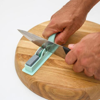 Точилка для ножей Доляна «Острое лезвие», 19×4,5 см, с ручкой и шлифовкой, цвет МИКС (Цвет: не задано)