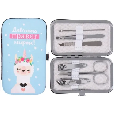 Набор для маникюра в футляре 6 предметов «Девчата правят миром!»,11*6,5см ✦