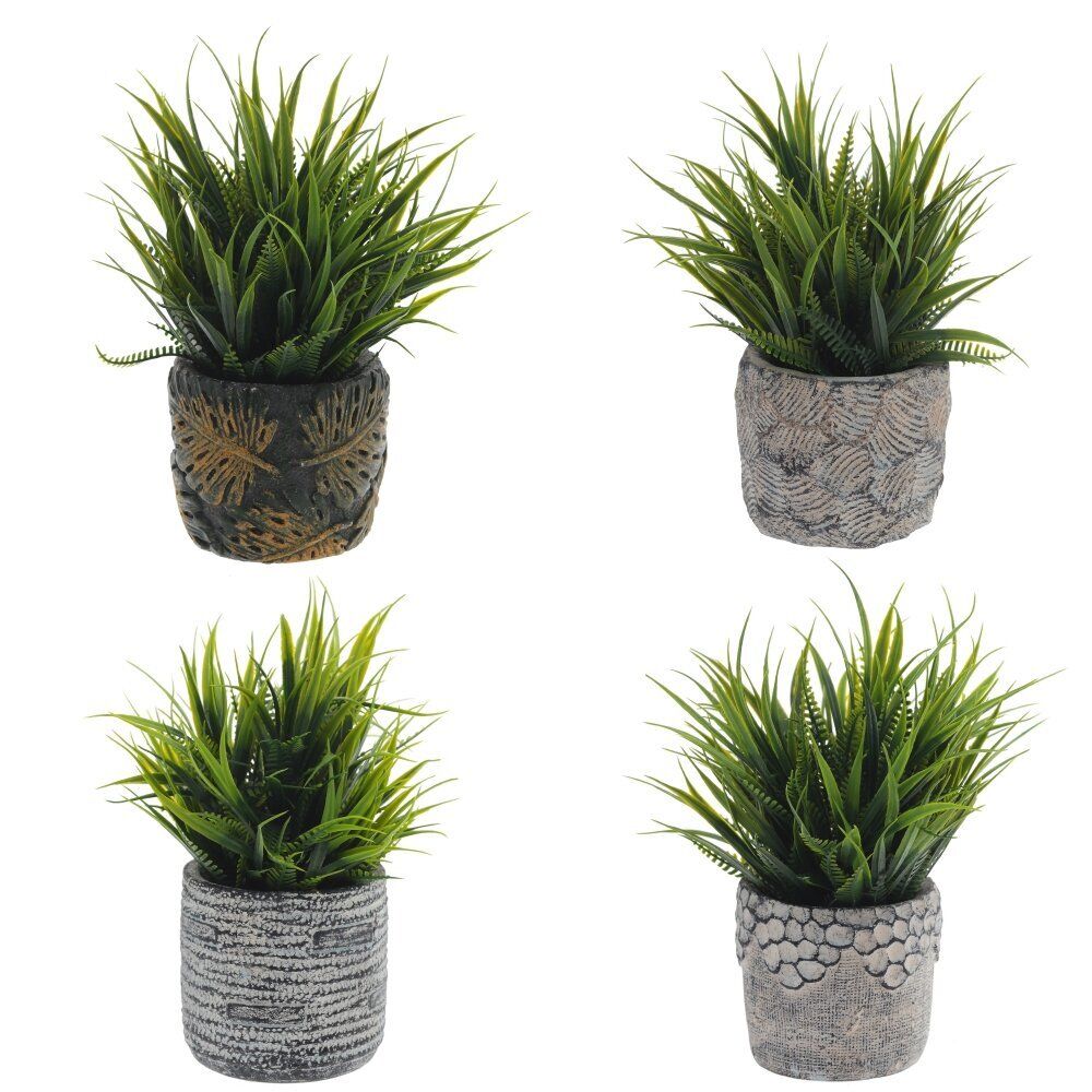 GAEM Цветочная композиция "Трава с папоротником", L12 W12 H17 см