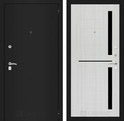 Входная металлическая дверь Лабиринт Classic (Классик) шагрень черная 02 - Сандал белый