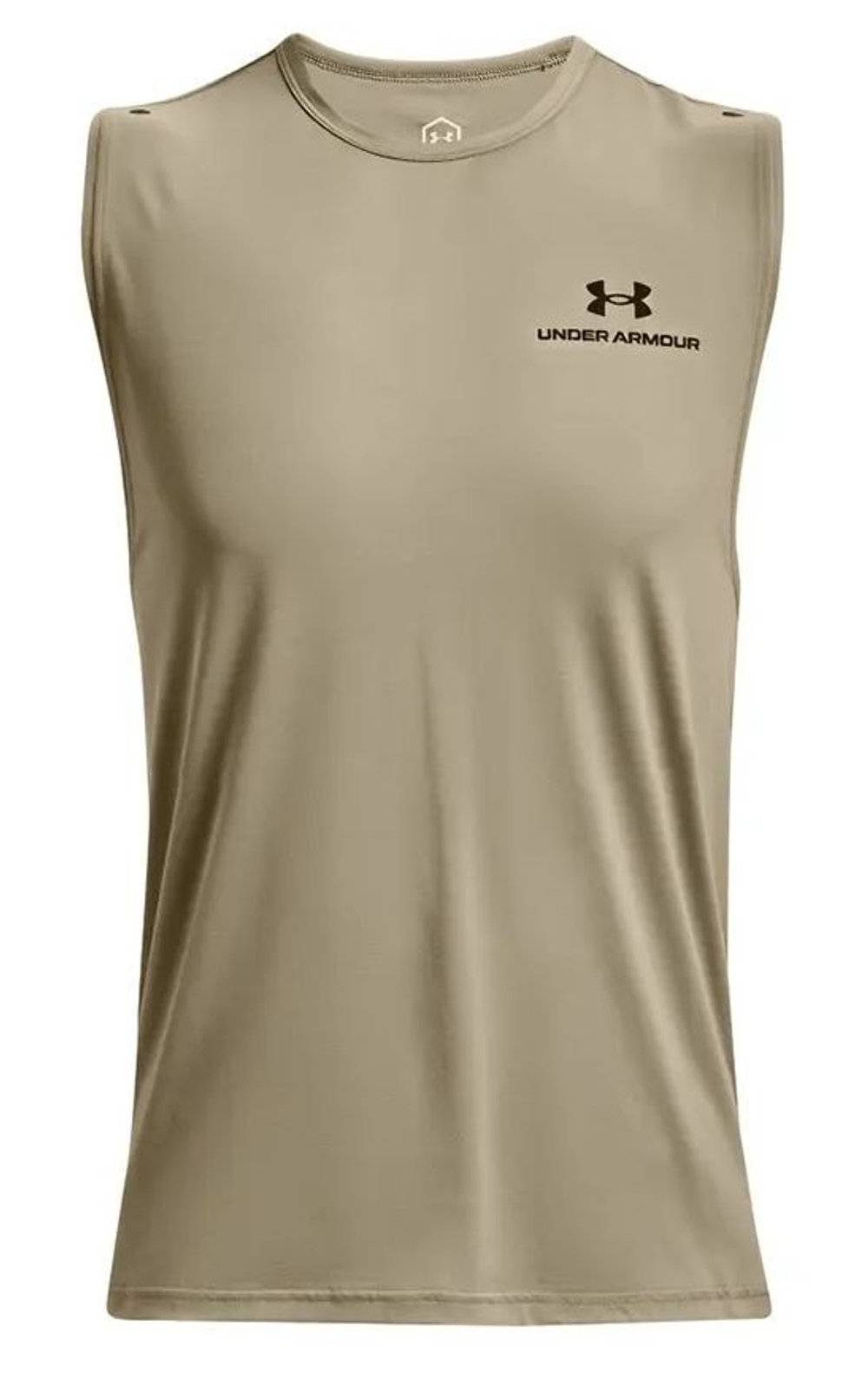 Мужская теннисная футболка Under ArmourUA Rush Energy Sleeveless - khaki gray/black