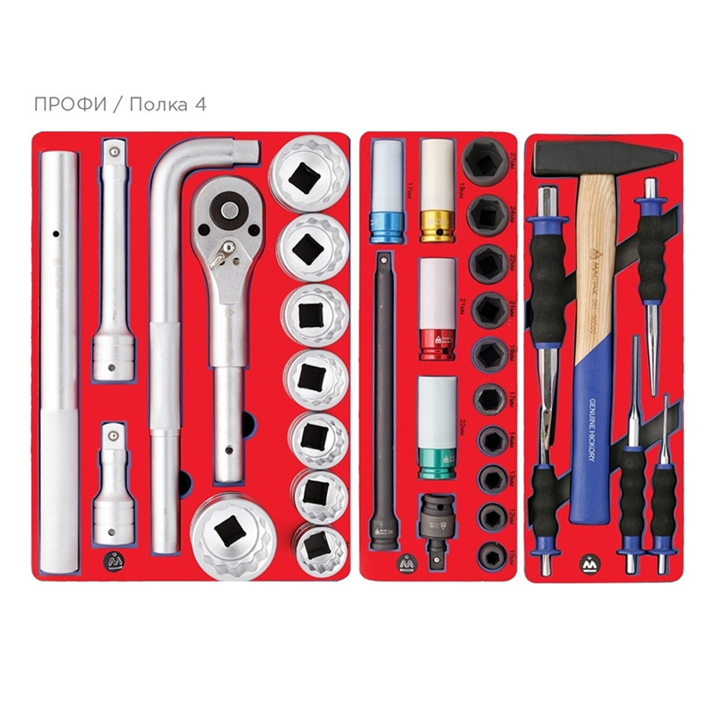 Набор инструментов &quot;ПРОФИ&quot; в синей тележке, 299 предметов МАСТАК 52-06299B