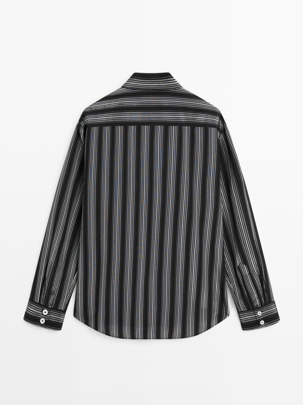 Massimo Dutti Струящаяся рубашка в полоску, черный