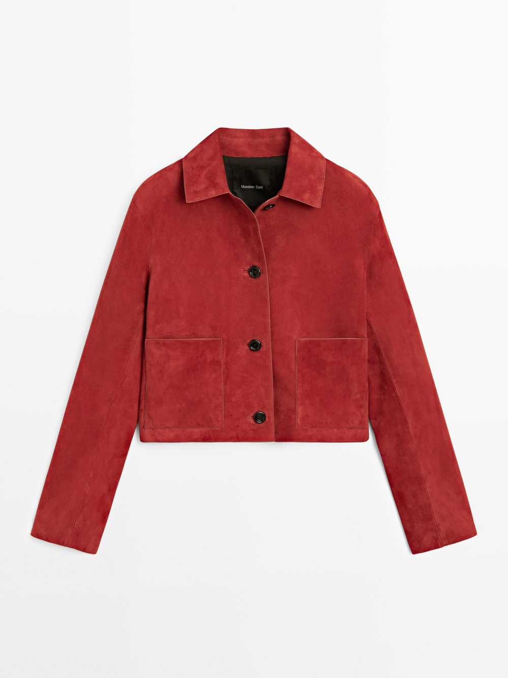 Massimo Dutti Короткая замшевая кожаная куртка, красный