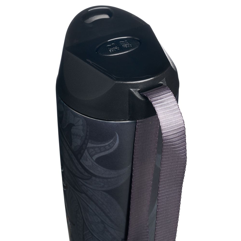 ТЕРМОКРУЖКА AGNESS "ЛЕВ" С КНОПКОЙ-СТОППЕРОМ, 360МЛ КОЛБА НЕРЖ.СТАЛЬ 18/10