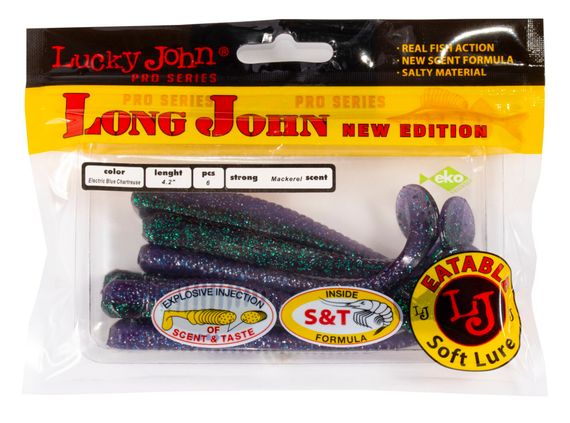 Виброхвосты съедобные LJ Pro Series LONG JOHN 4.2in (10,7 см), цв. T52, 6 шт.