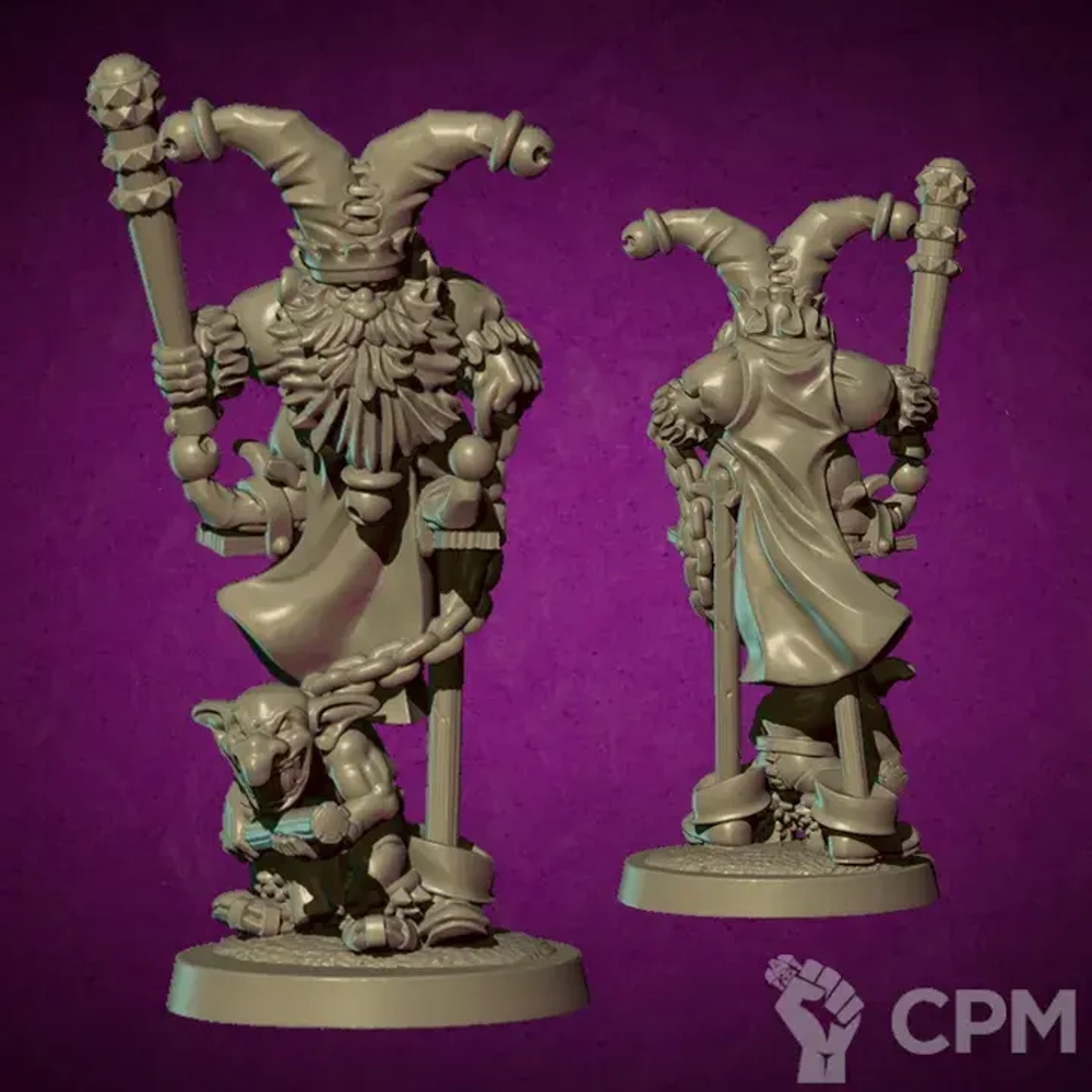 Dwarf jester with Goblin