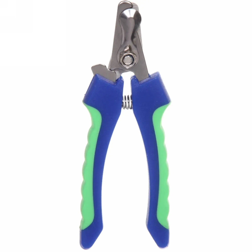 Когтерез для животных «ЗООУЛЬТРА», пружинный механизм, ручки прорезиненные - волна, цвет синий / зелёный, 12см