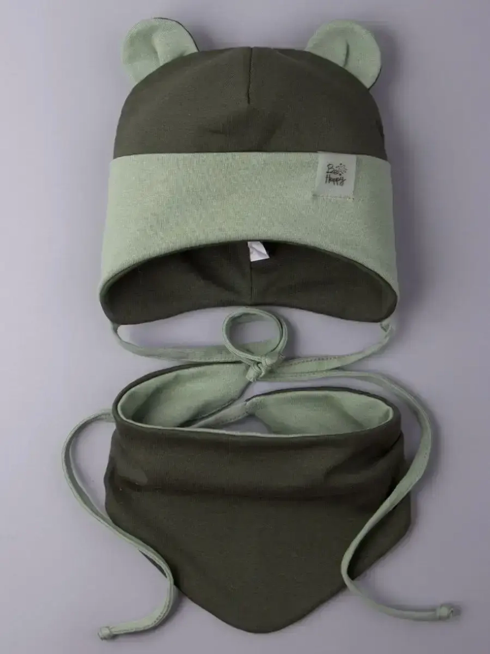 Шапка детская осенняя с ушками и снуд