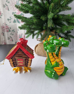 Змей горыныч ёлочная игрушка из фарфора