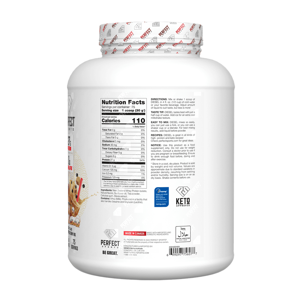 PERFECT Sports, Diet, новозеландский сывороточный изолят, пенистый чай, коричневый сахар, 2,27 кг (5 фунтов)