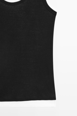 Massimo Dutti Двуслойный топ из 100% хлопка в рубчик, черный