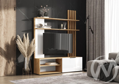 Гостиная МС Роджина (дуб крафт/белый глянец холодный)