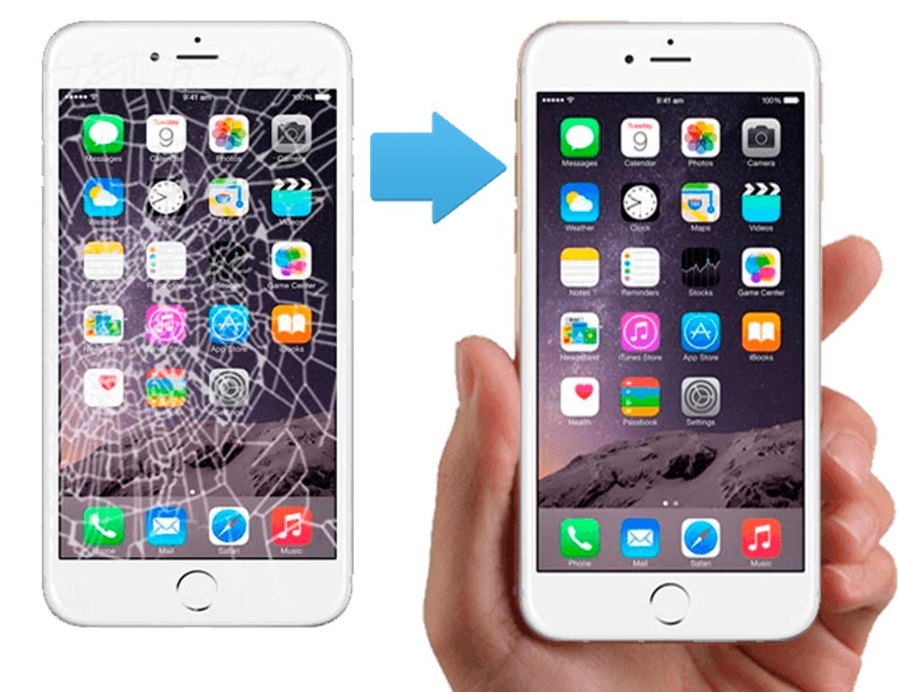 Замена разбитого стекла на дисплее iPhone 6, 6 Plus