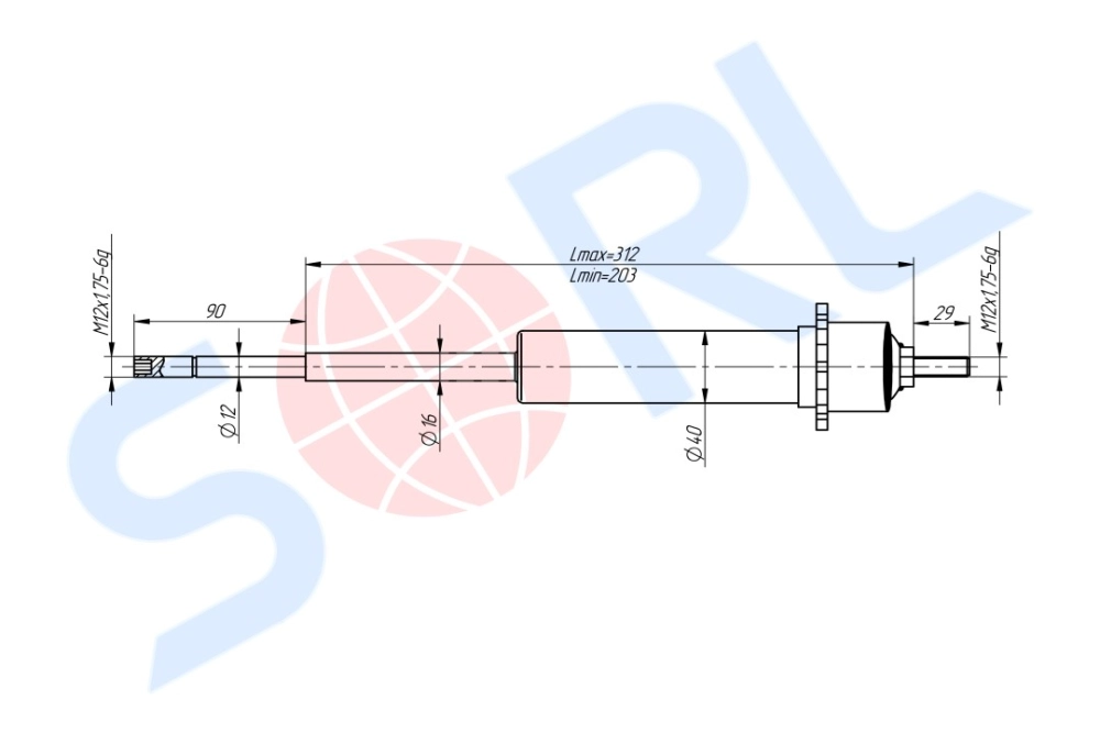 Амортизатор кабины 203/312, I/I, 12x90/12x29 SCANIA (CB0176) SORL