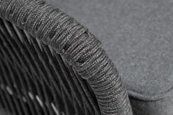 "Канны" диван модульный плетеный из роупа, каркас алюминий темно-серый (RAL7024) муар, роуп темно-серый круглый, ткань темно-серая 027