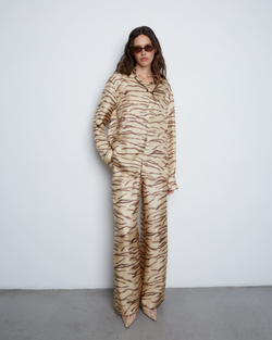 Брюки из шелка Стелла Маккартни бежевый/коричневый