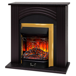 Электрокамин RealFlame Hanna STD DN орех с очагом Majestic Lux Brass