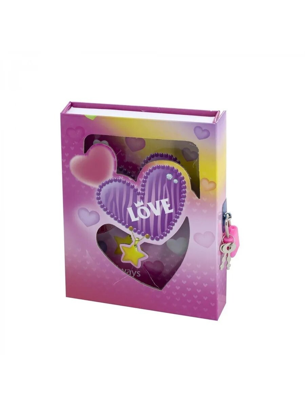 Блокнот в футляре, 12,5 см * 16,0 см, 7БЦ, Alingar, ламинация, замочек, линия, 45 л., "Love. С брелоком"