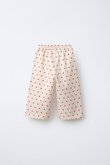 ZARA БРЮКИ С ЗАЩИПАМИ И СЕРДЕЧКАМИ, ЭКРЮ