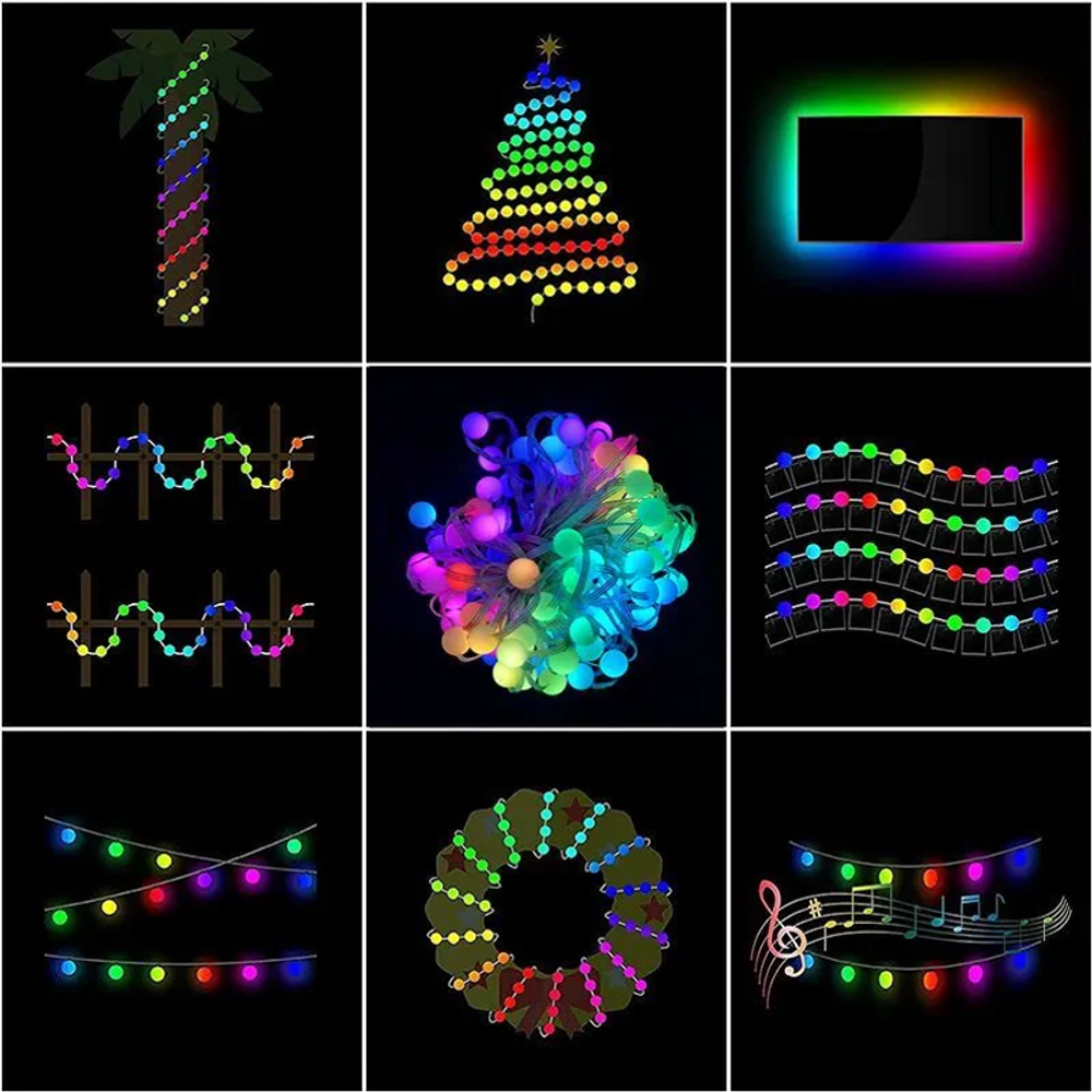 Умная гирлянда, RGB color, 8 м, 9х9,5х8 см