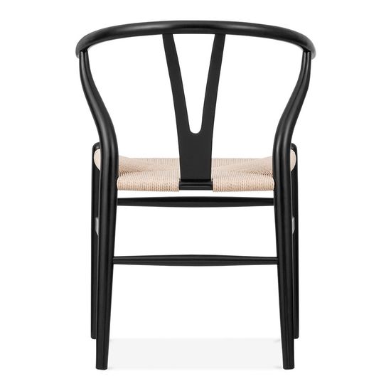 Стул Wishbone черный со светлым сиденьем