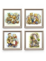 Картины на стену интерьерные на холсте 4 шт, 23*23 см