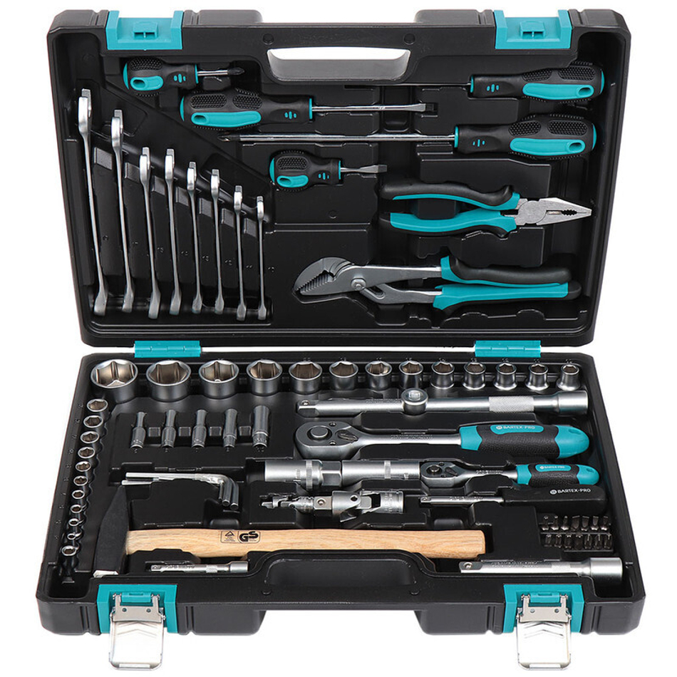 Набор слесарных инструментов Bartex, 1/2", 1/4", CrV сталь, кейс, 76 пр, шт