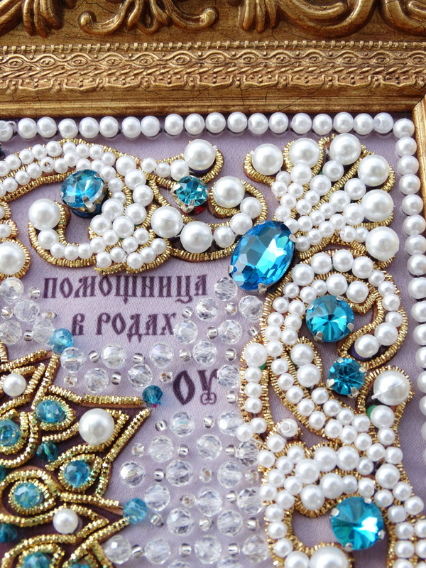 ЖС-16-ЗГ Набор для вышивания хрустальными камнями Богородица Помощница в родах (голубой)