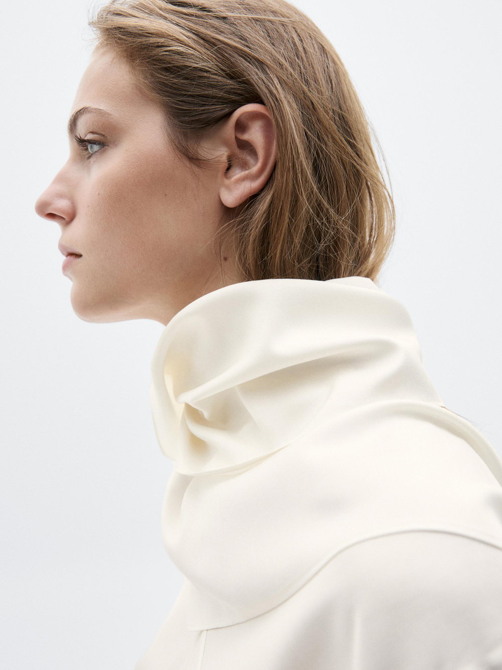 Massimo Dutti Блузка из смесового шелка со шнуровкой - Limited Edition, натуральный