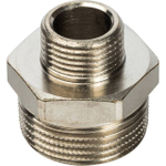 Ниппель редукционный STOUT SFT 0004 - 3/4" x 3/8" (для стальных труб, латунь никелированная)